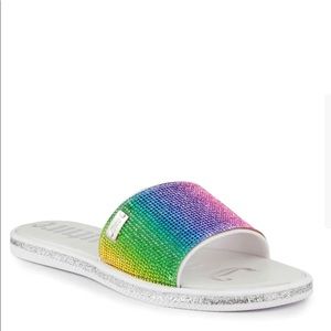 JUICY COUTURE
Yummy Beaded Rainbow Slide Sandal